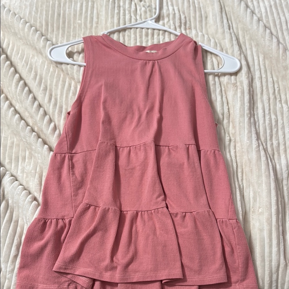 Pink Sleeveless Tiered Top